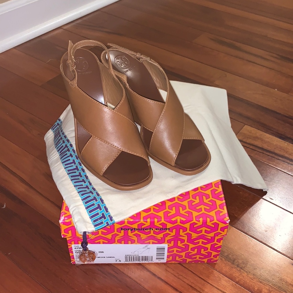 Tory Burch 100 mm wedge sandal royal tan
